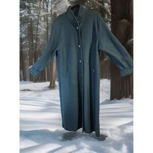 Vintage Geiger Collection Austria Teal Wool Full Length Long Over Coat Sz 38